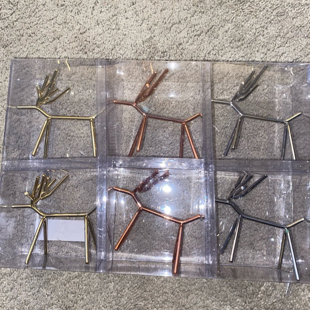 Urban Home‎  Garden Metal Reindeer Place card Dining Holders Set (6) Christmas